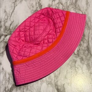 Lands' End Pink and Orange Quilted Hat Winter Bucket Hat